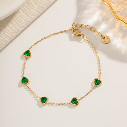 Francia Green Heart Bracelet