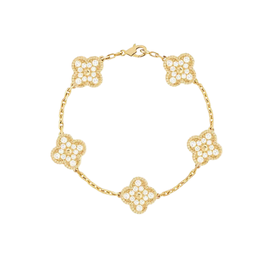 FOUR-LEAF CLOVER IN ZIRCONIUM GOLD