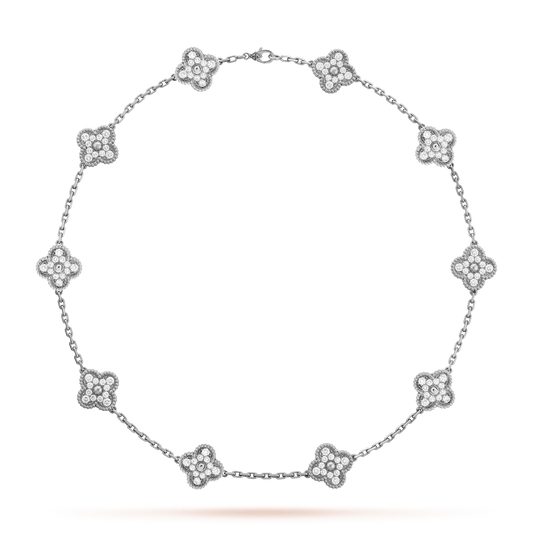 NECKLACE FOUR-LEAF CLOVER LAVISH 10 DESIGNS - SILVER